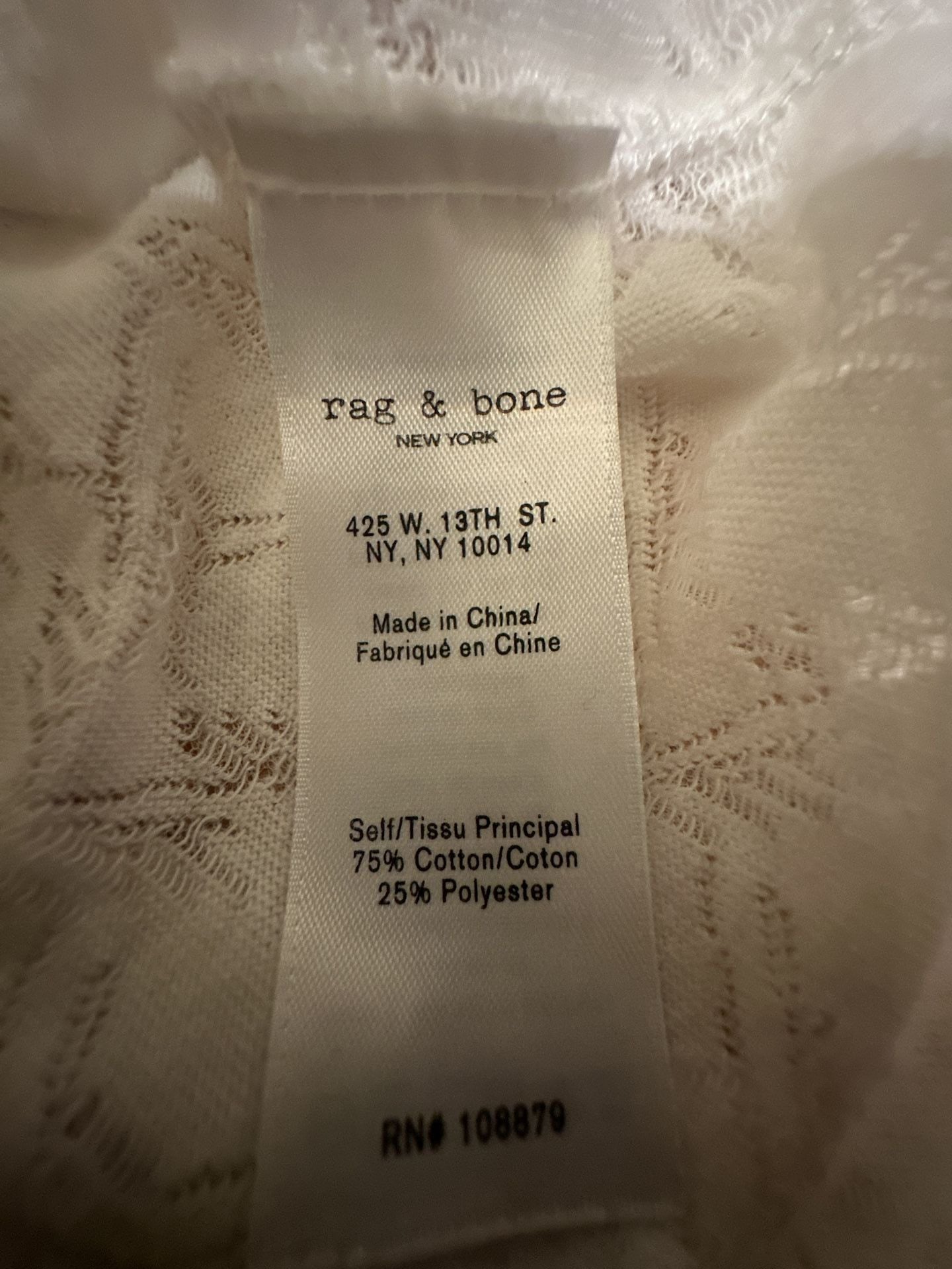 Rag & Bone/Jean White Jacquard Mock Neck Long Sleeve Top Size M 11