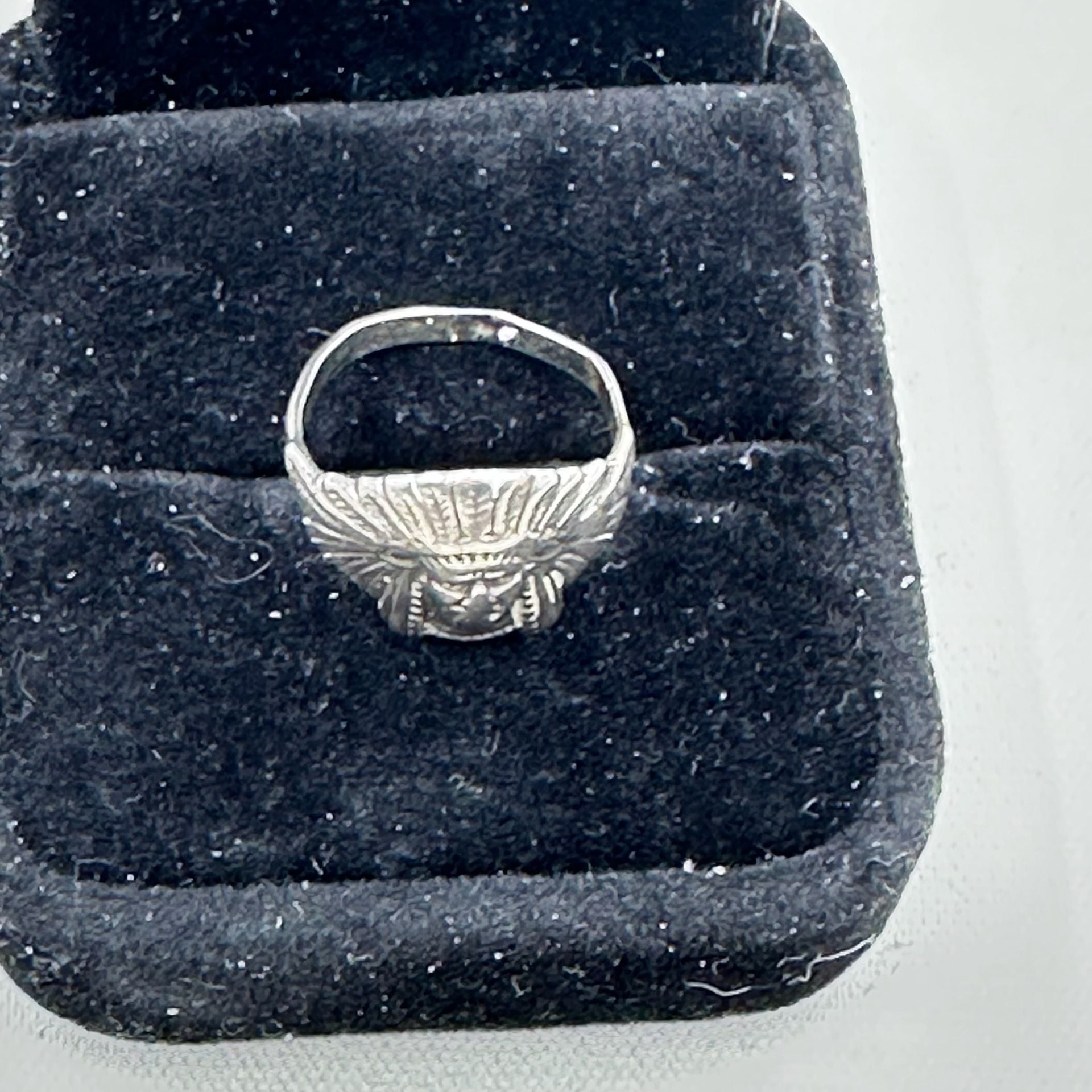 Vintage Mexican Sterling Silver Aztec Mesoamerican Mask Ring 5