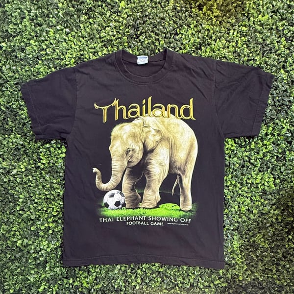 JoliGolf Thailand Thai Elephant Showing Off Football Game Vintage T-Shirt Black
