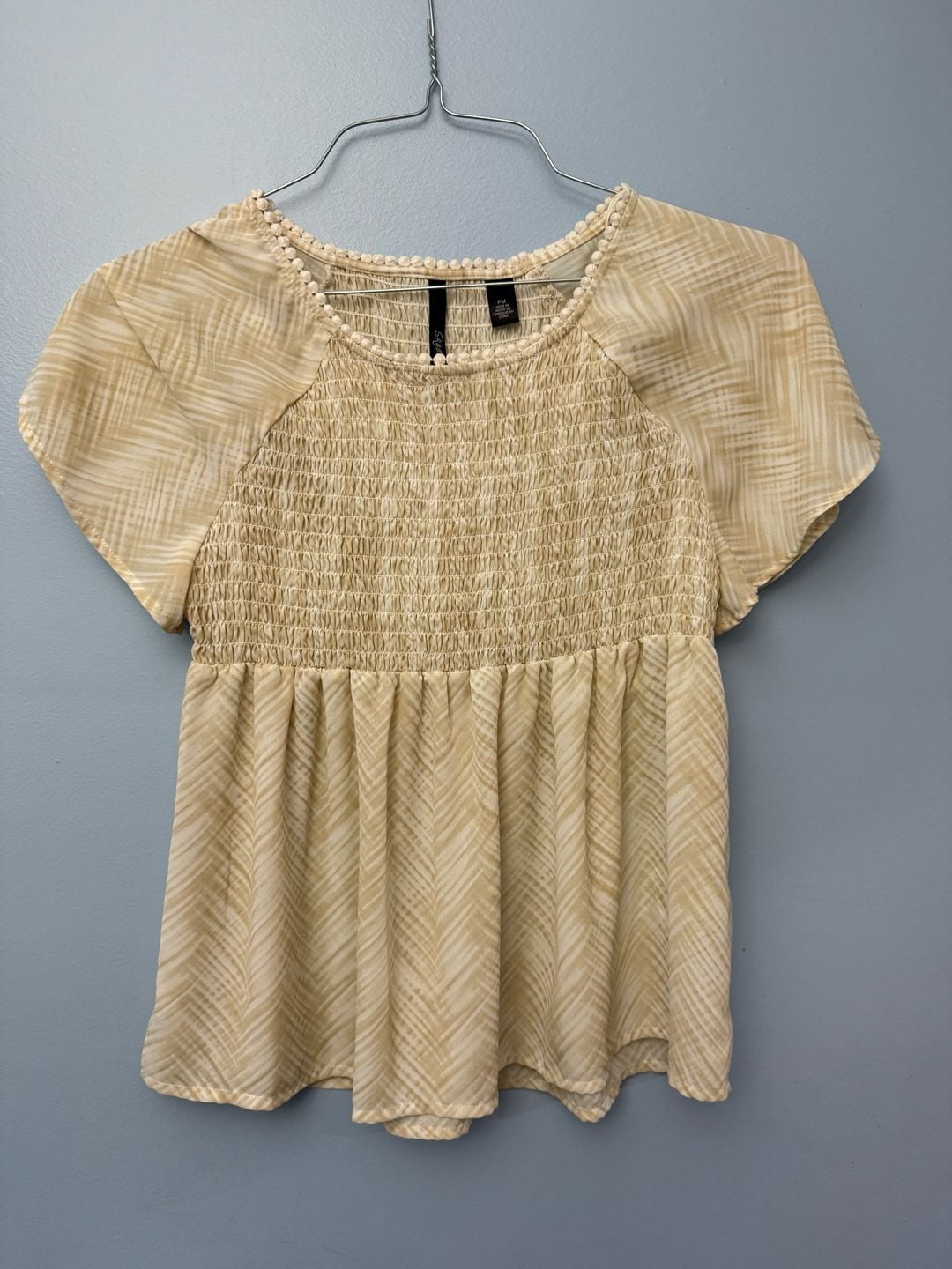 Skye's The Limit Women's Smocked Peplum Top with Pom-Pom Trim 2