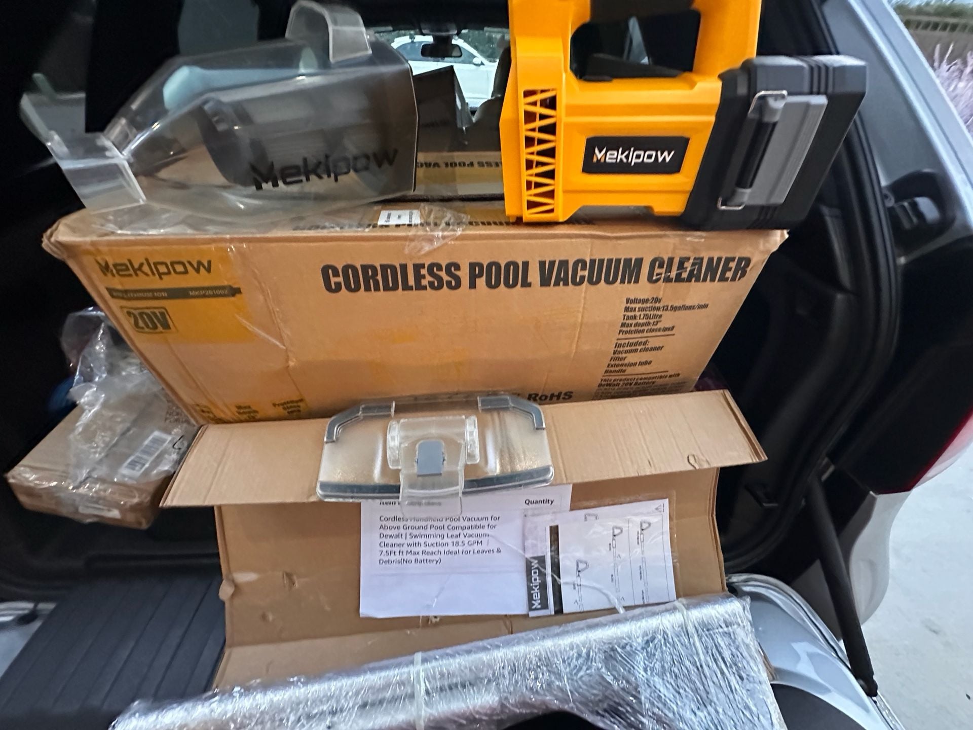 Mekipow Cordless Handheld Pool Vacuum Compatible with DeWalt 20V Batteryr 1