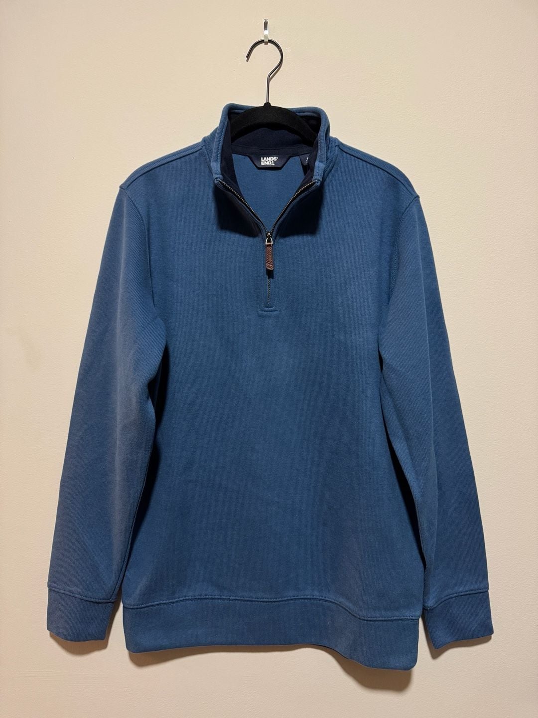 Lands’ End Men’s Bedford Quarter Zip Sweater Evening Blue Size S NWT 2