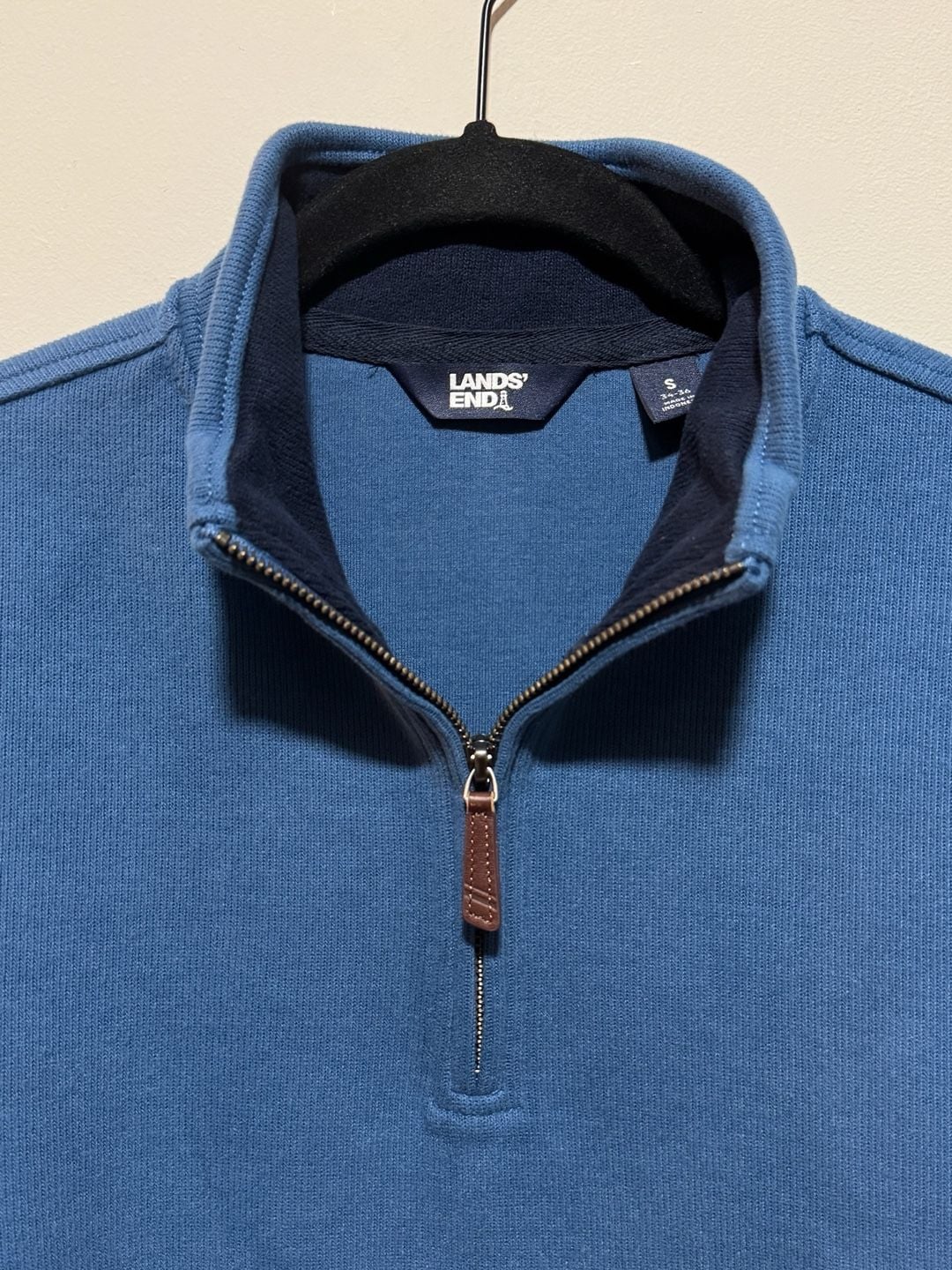 Lands’ End Men’s Bedford Quarter Zip Sweater Evening Blue Size S NWT 4