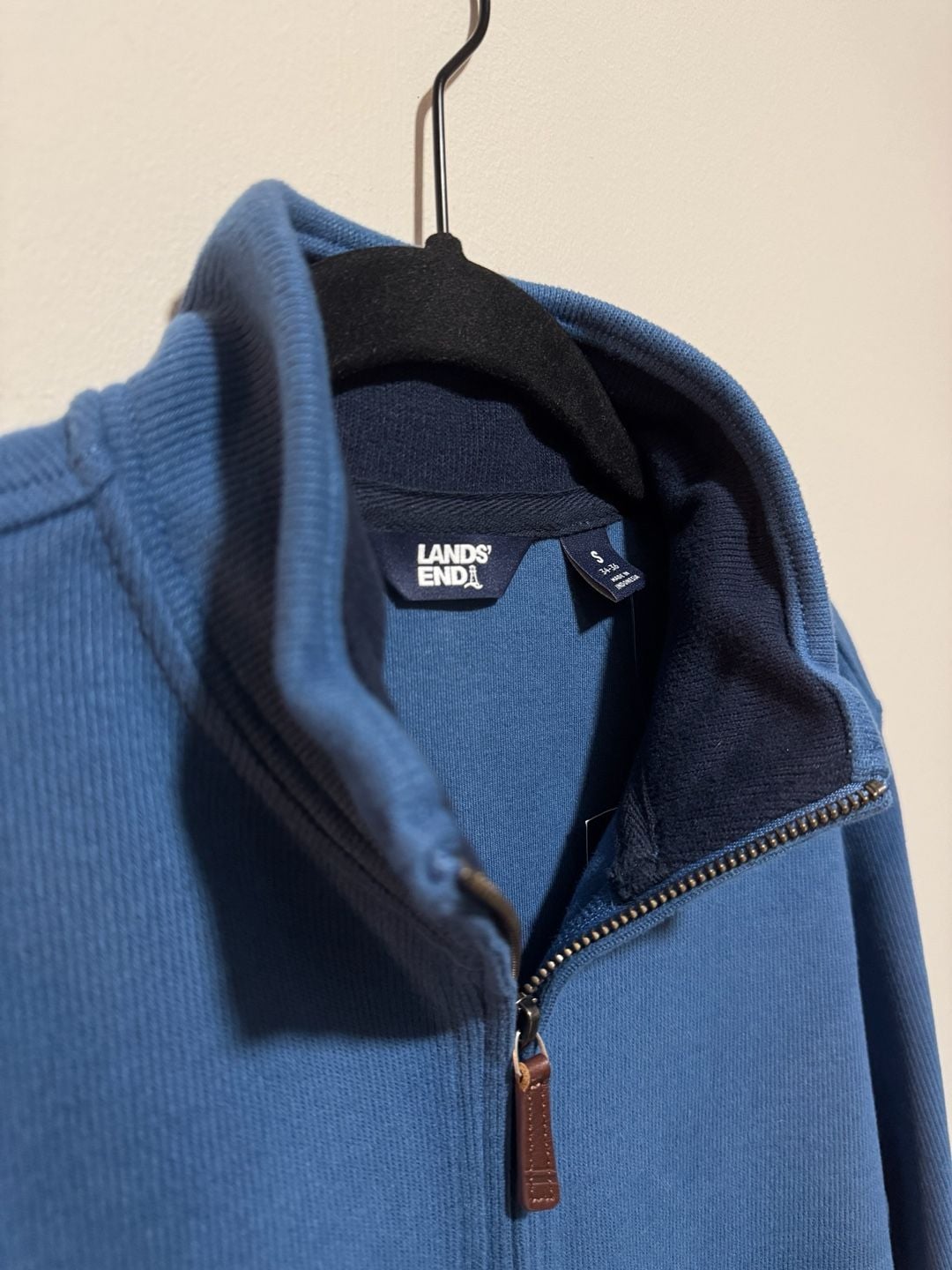 Lands’ End Men’s Bedford Quarter Zip Sweater Evening Blue Size S NWT 5
