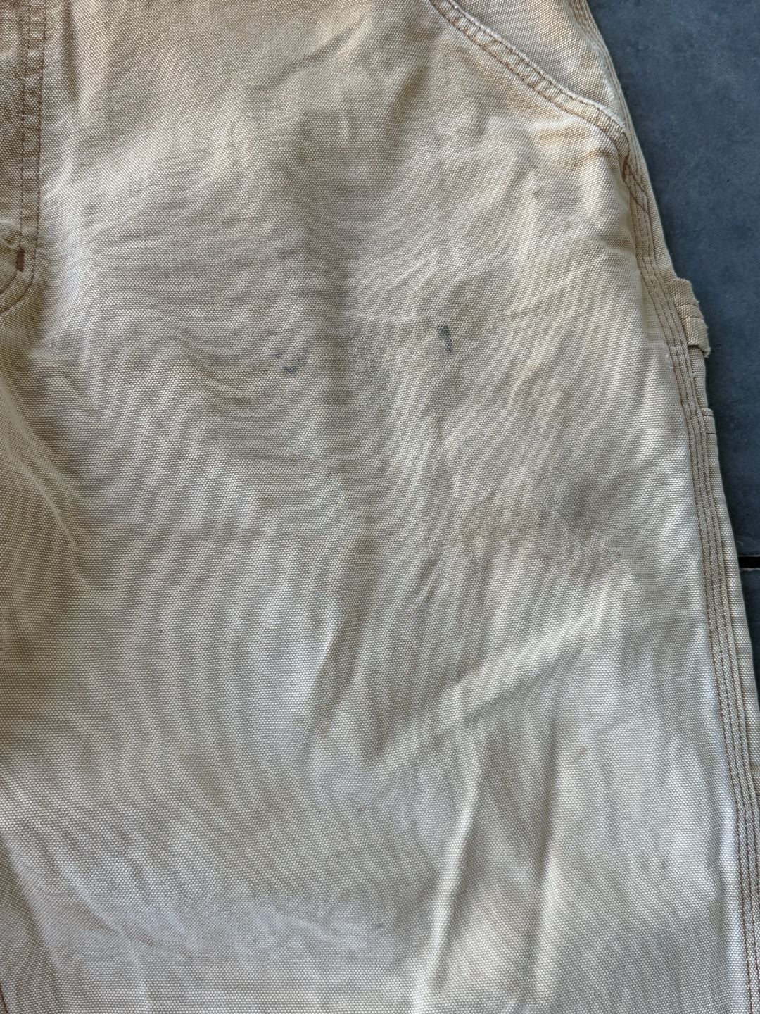 Carhartt Vintage Distressed Tan Canvas Work Pants Carpenter Dungarees Size 36x30 5
