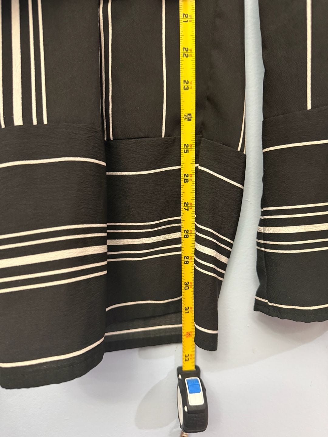 No Comment Black and White Striped Wide Leg Pants with Tie Waist, Size L 8