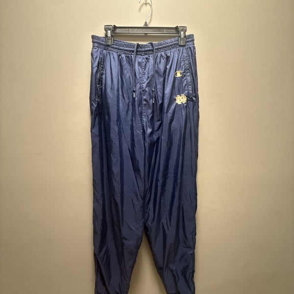 Vintage Champion Notre Dame Fighting Irish Nylon Windbreaker Track Pants XL Blue