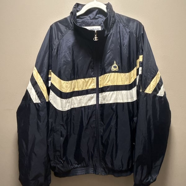Vintage 90s Champion Notre Dame Fighting Irish Navy Blue Windbreaker Jacket XL