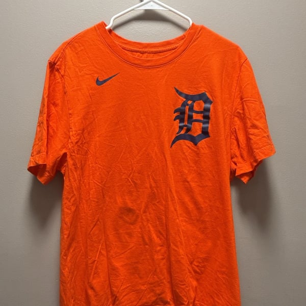 Nike MLB Detroit Tigers Javier Baez #28 Orange Name & Number T-Shirt Size XL