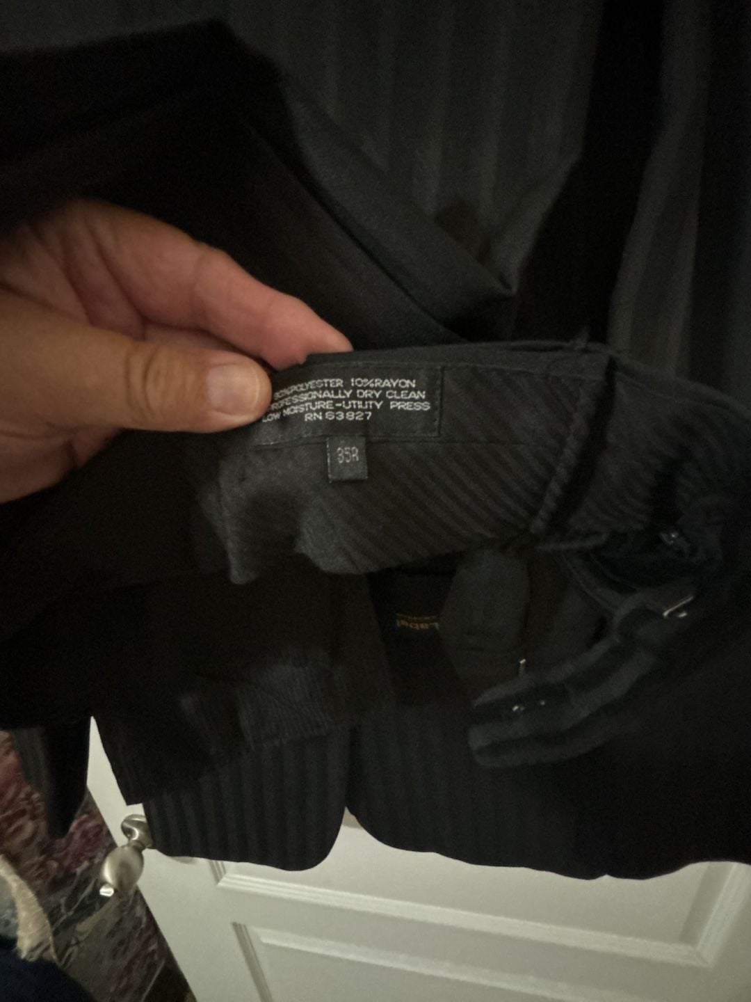 Stacy Adams Gold Label Superlative 150's Mens Black Pinstripe Suit Jacket and Pants pants size 35R , jacket size 42R 7