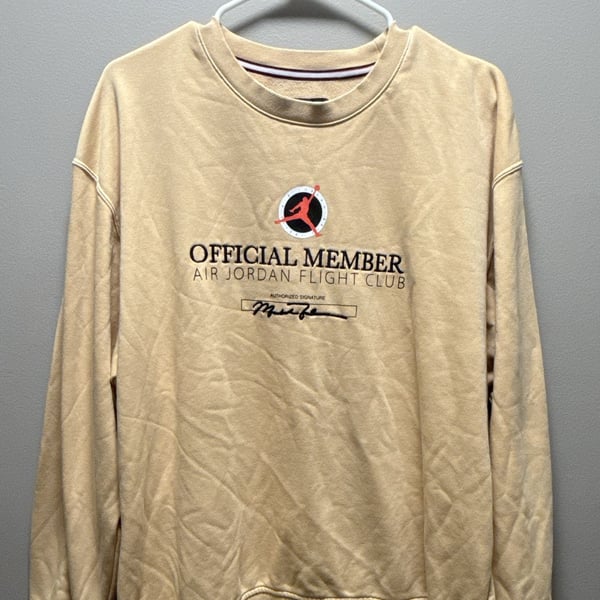 Jordan Flight MVP Fleece Crewneck Official Member Air Jordan Flight Club Sweatshirt Beige Men XL