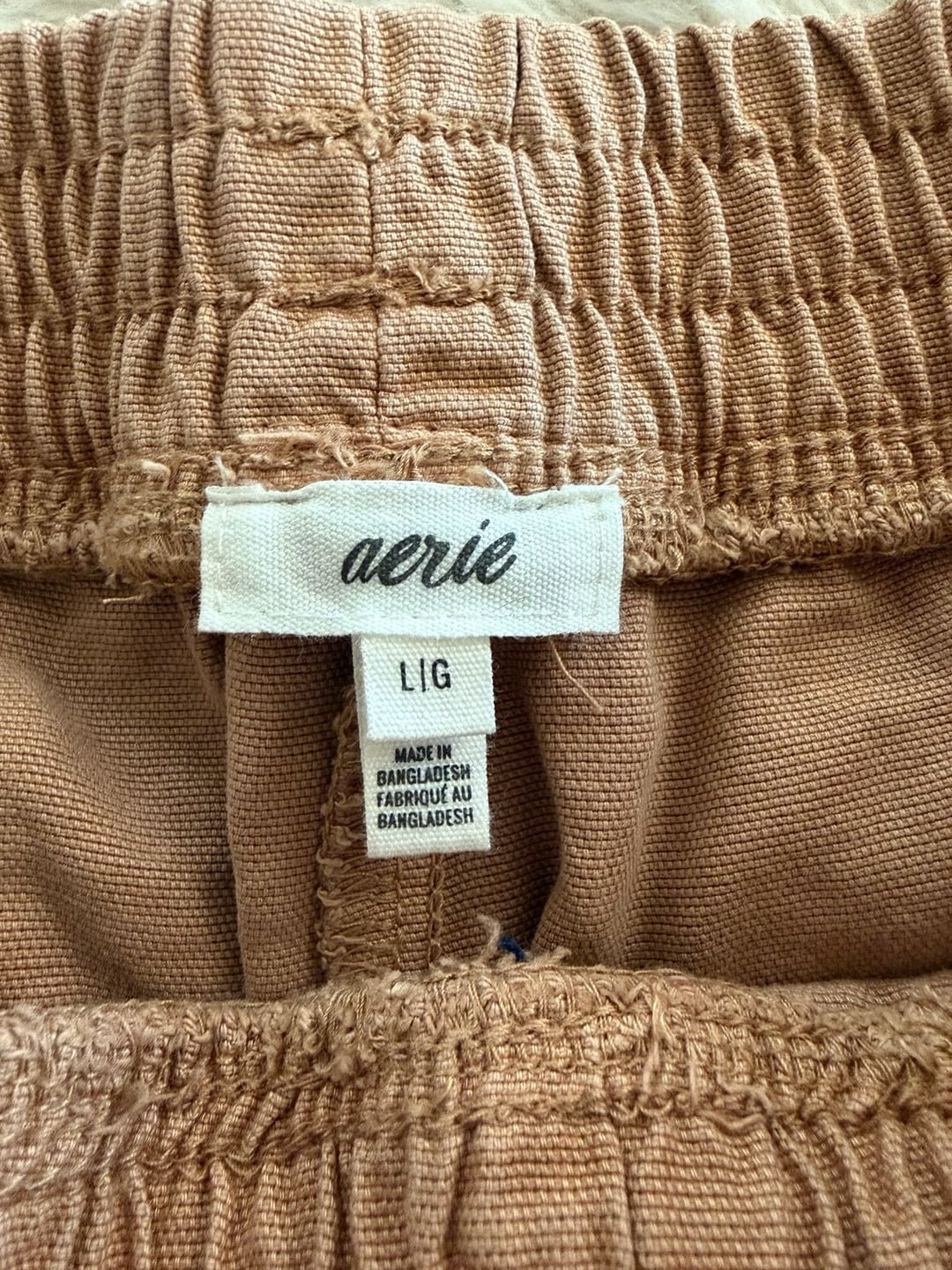 Aerie Boardwalk Light Brown Elastic Waist Zipper Pocket Shorts Summer Womens M 4