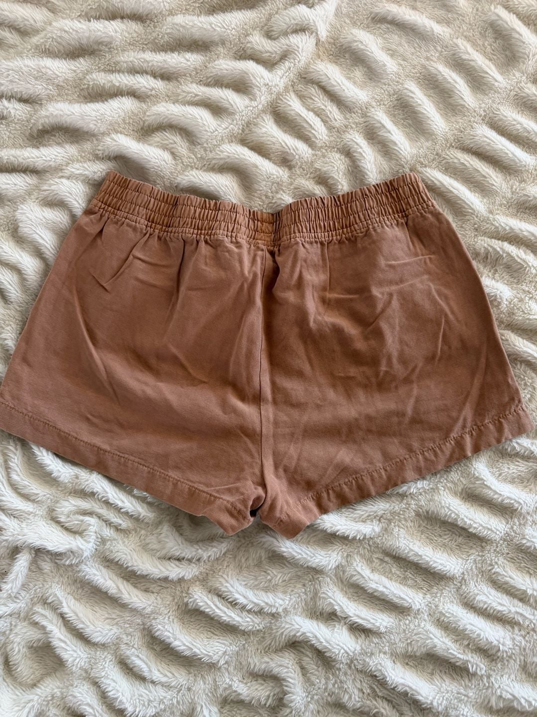Aerie Boardwalk Light Brown Elastic Waist Zipper Pocket Shorts Summer Womens M 5