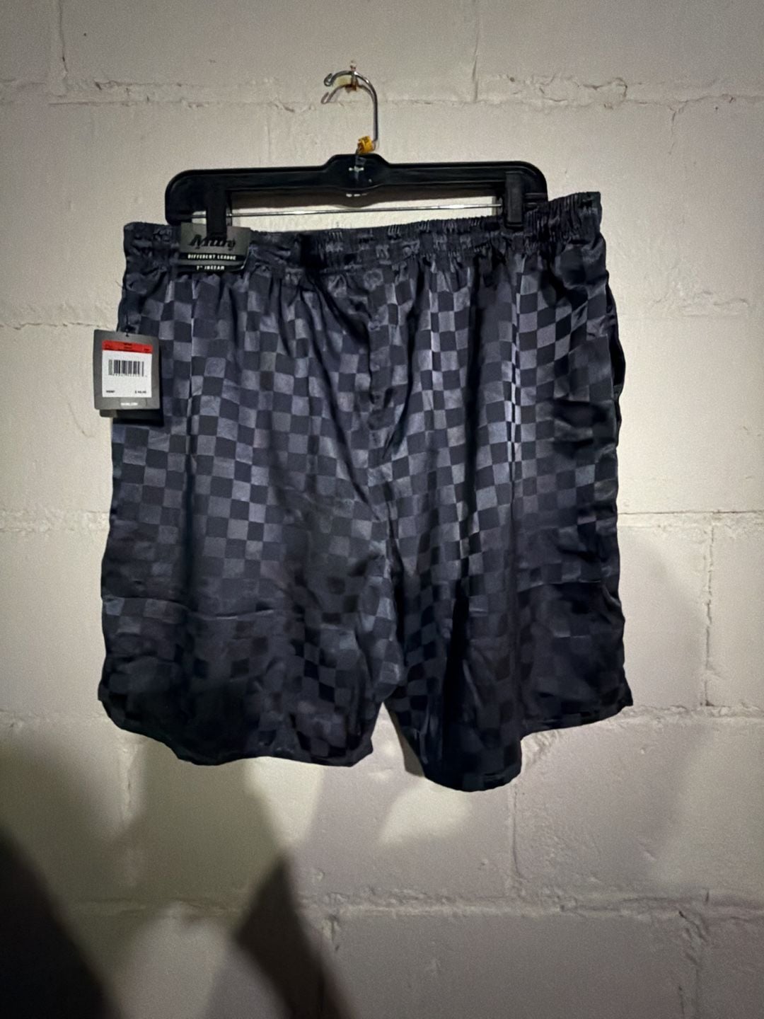 Mitre Mexico Flag Black Checkerboard Pattern 7 Inseam Athletic Shorts New with Tags 3