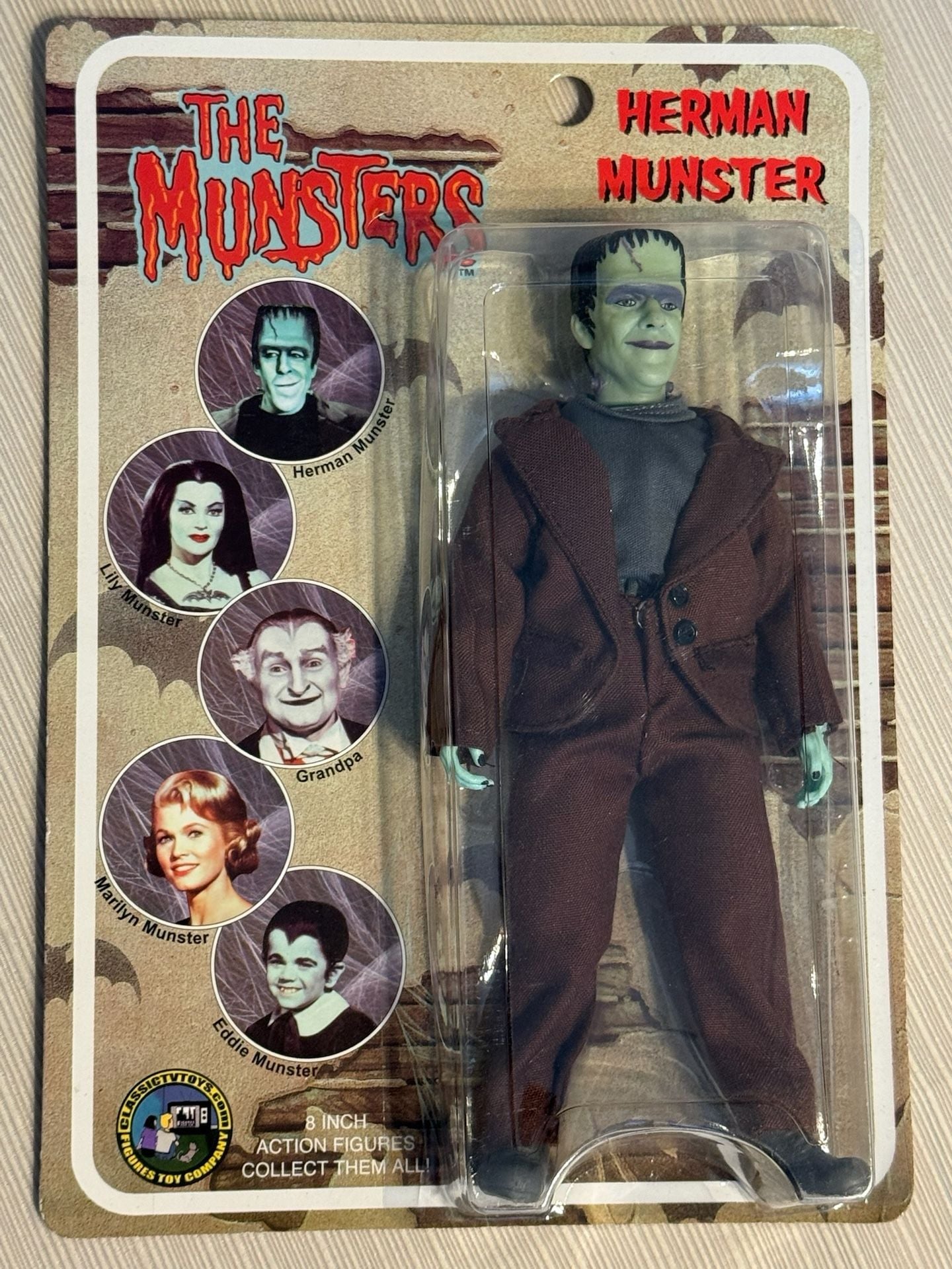 Classic TV Toys The Munsters Herman Munster 8-Inch Action Figure on Card 1