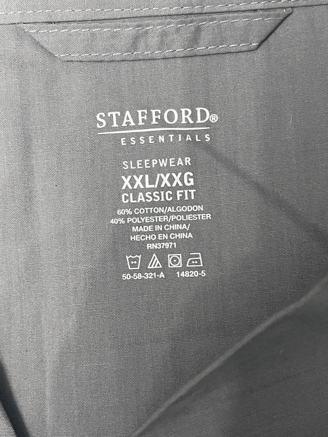 Stafford Essentials Sleepwear Classic Fit XXL Gray Pajama Set 3