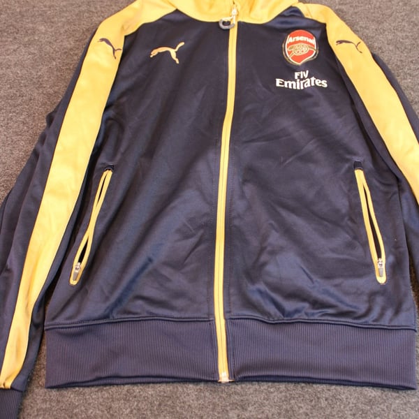 2015-16 Arsenal Puma Track Jacket Navy Gold Full Zip Fly Emirates