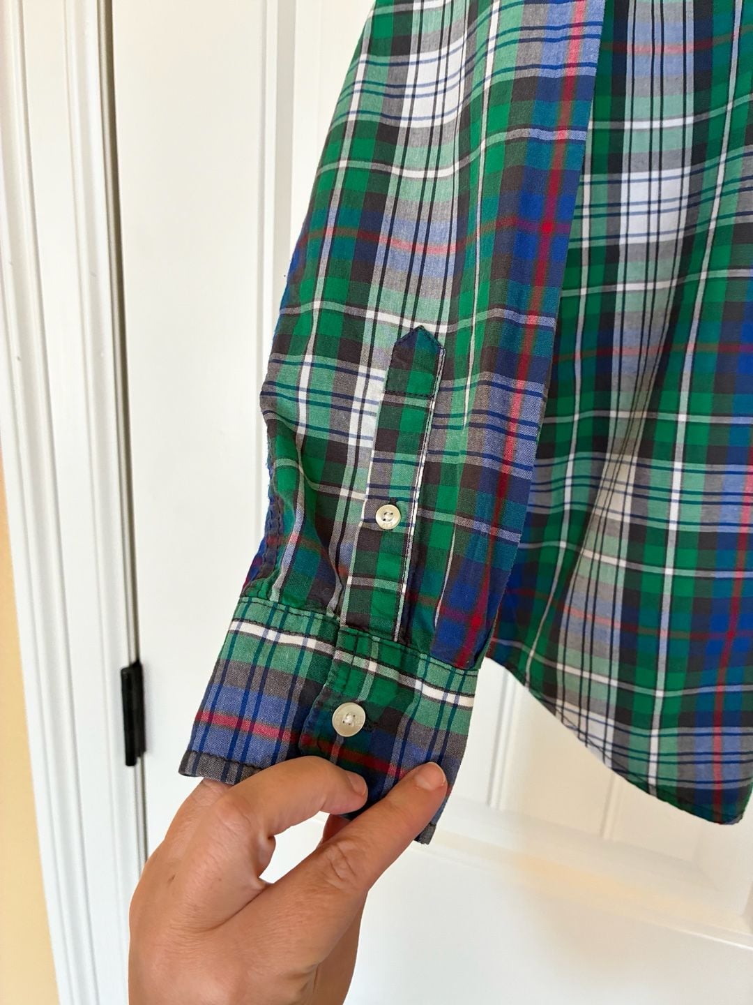 GapKids Regular Fit Green Plaid Long Sleeve Button-Down Shirt 3