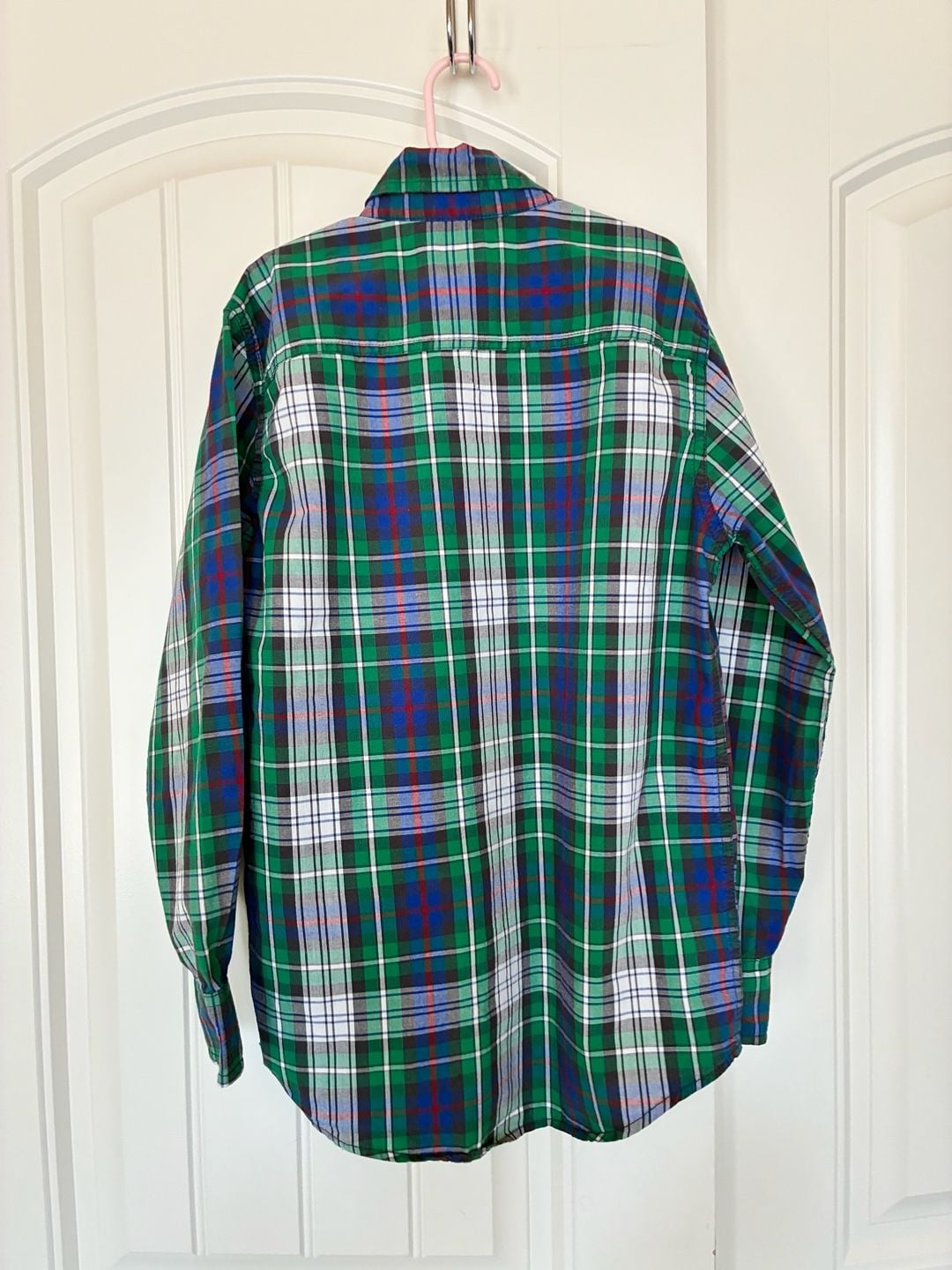 GapKids Regular Fit Green Plaid Long Sleeve Button-Down Shirt 6