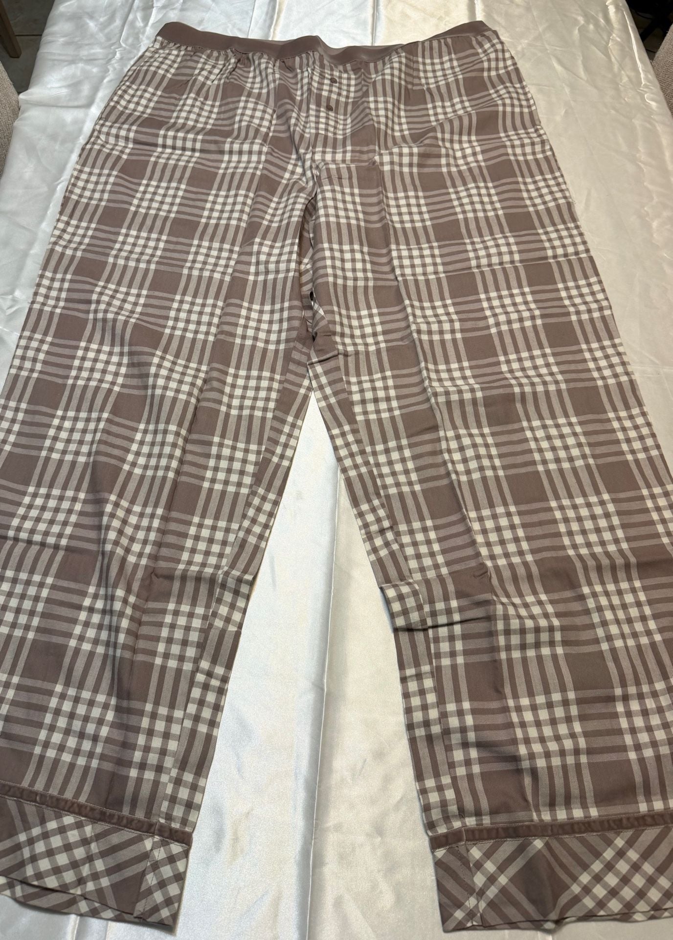 Pink Victoria's Secret Plaid 2-Piece Pajama Set Brown White XXL 3