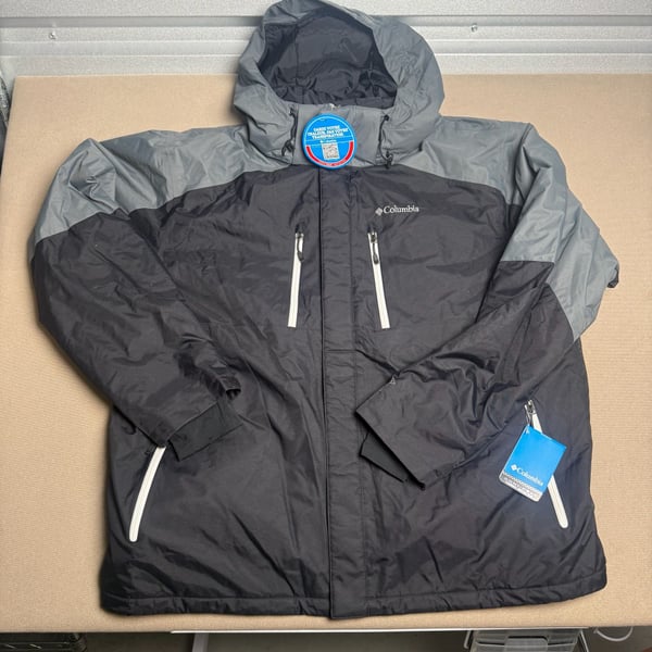 Columbia Tipton Insulated Omni-Heat Omni-Tech Jacket Black Gray Men's Size 3X