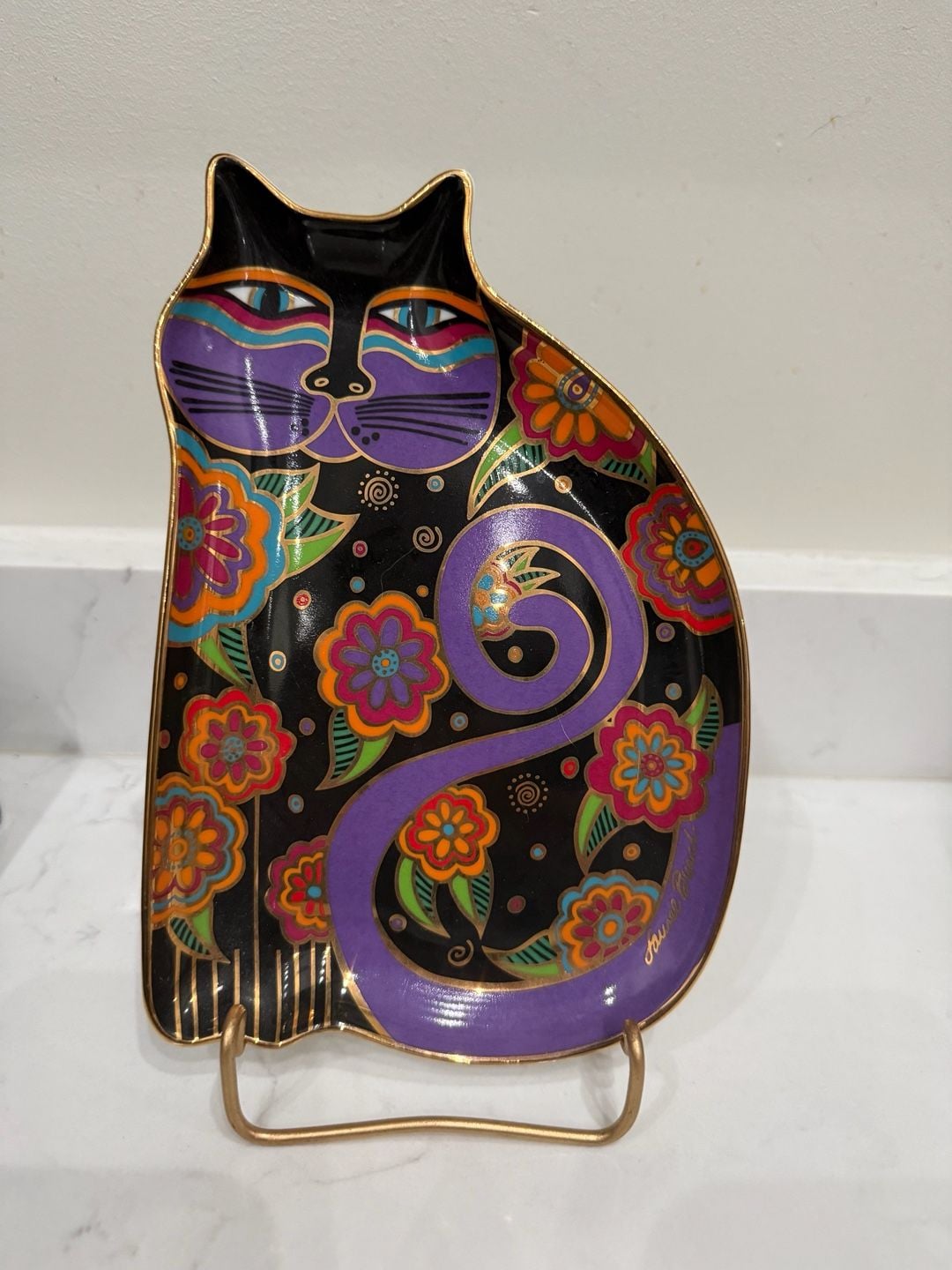 Royal Doulton Feline Fantasy Cat Shaped Decorative Plate by Laurel Burch 1995 1