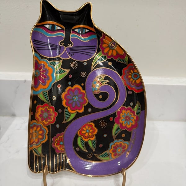 Royal Doulton Feline Fantasy Cat Shaped Decorative Plate by Laurel Burch 1995