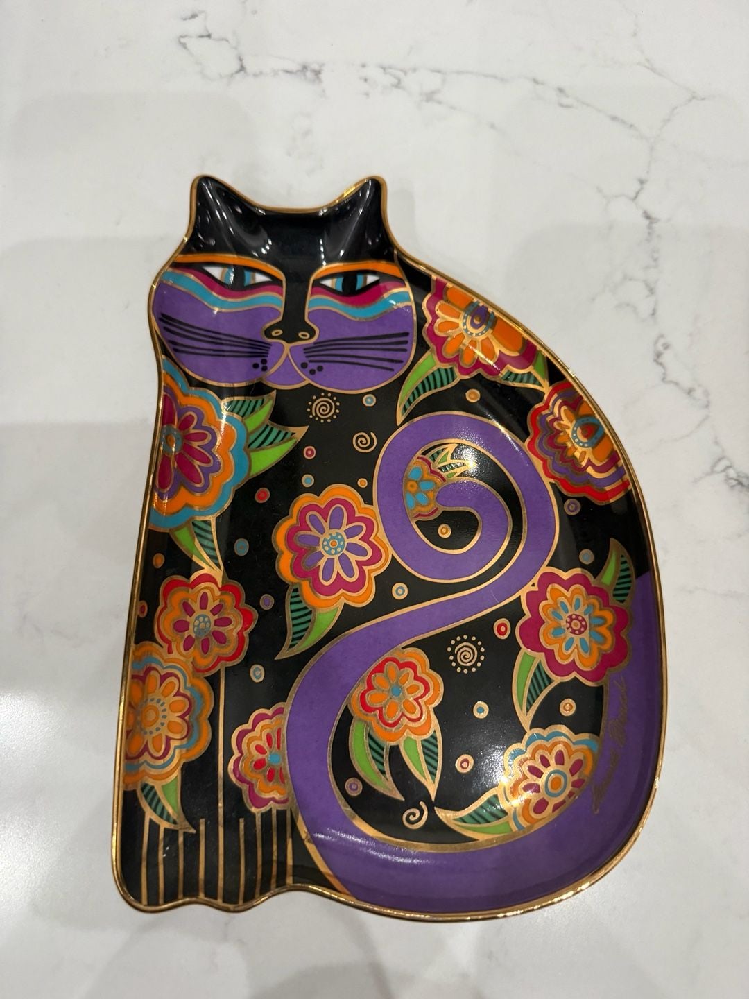 Royal Doulton Feline Fantasy Cat Shaped Decorative Plate by Laurel Burch 1995 2