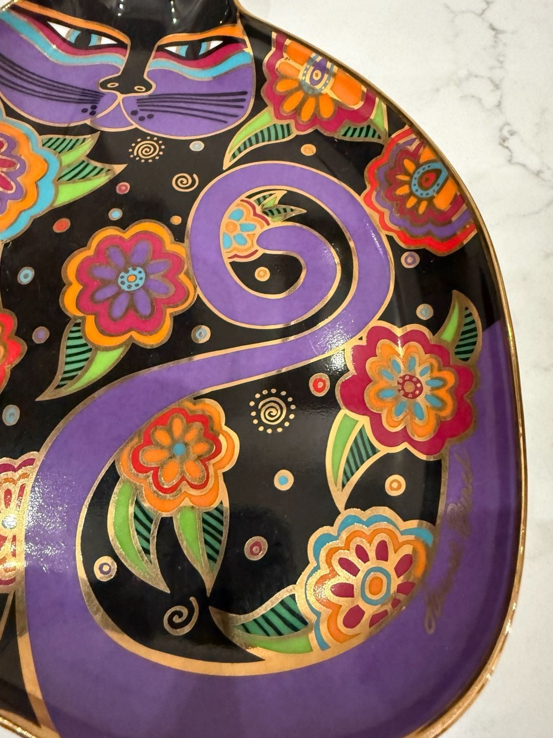 Royal Doulton Feline Fantasy Cat Shaped Decorative Plate by Laurel Burch 1995 7