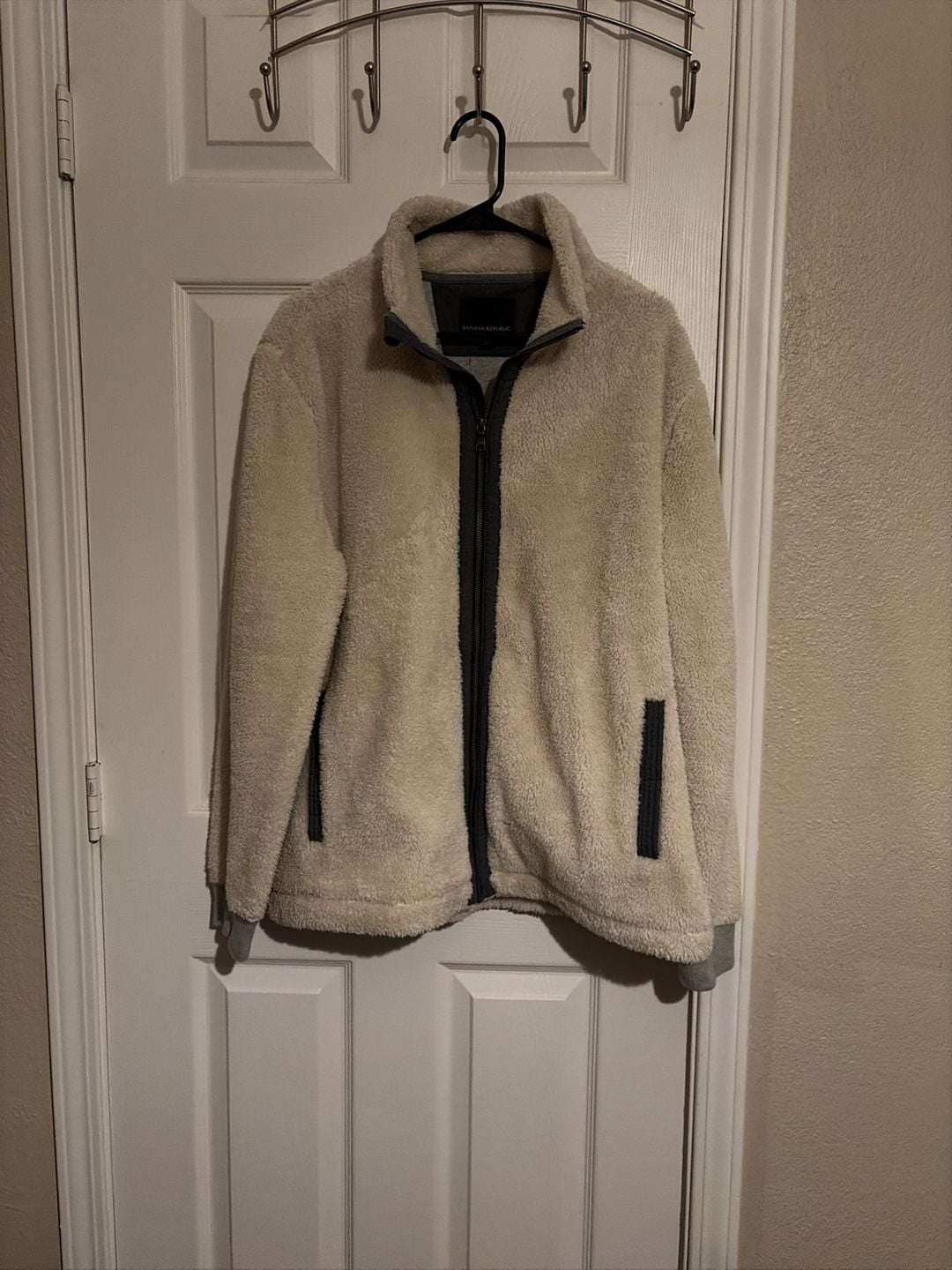 Vintage Banana Republic Cream Sherpa Fleece Full Zip Jacket XL#y2k 2