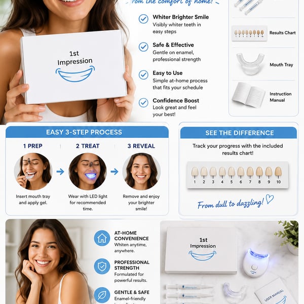 Teeth Whitening Kit LED Light Gel Syringes Mouth Tray At Home Dental Whitener