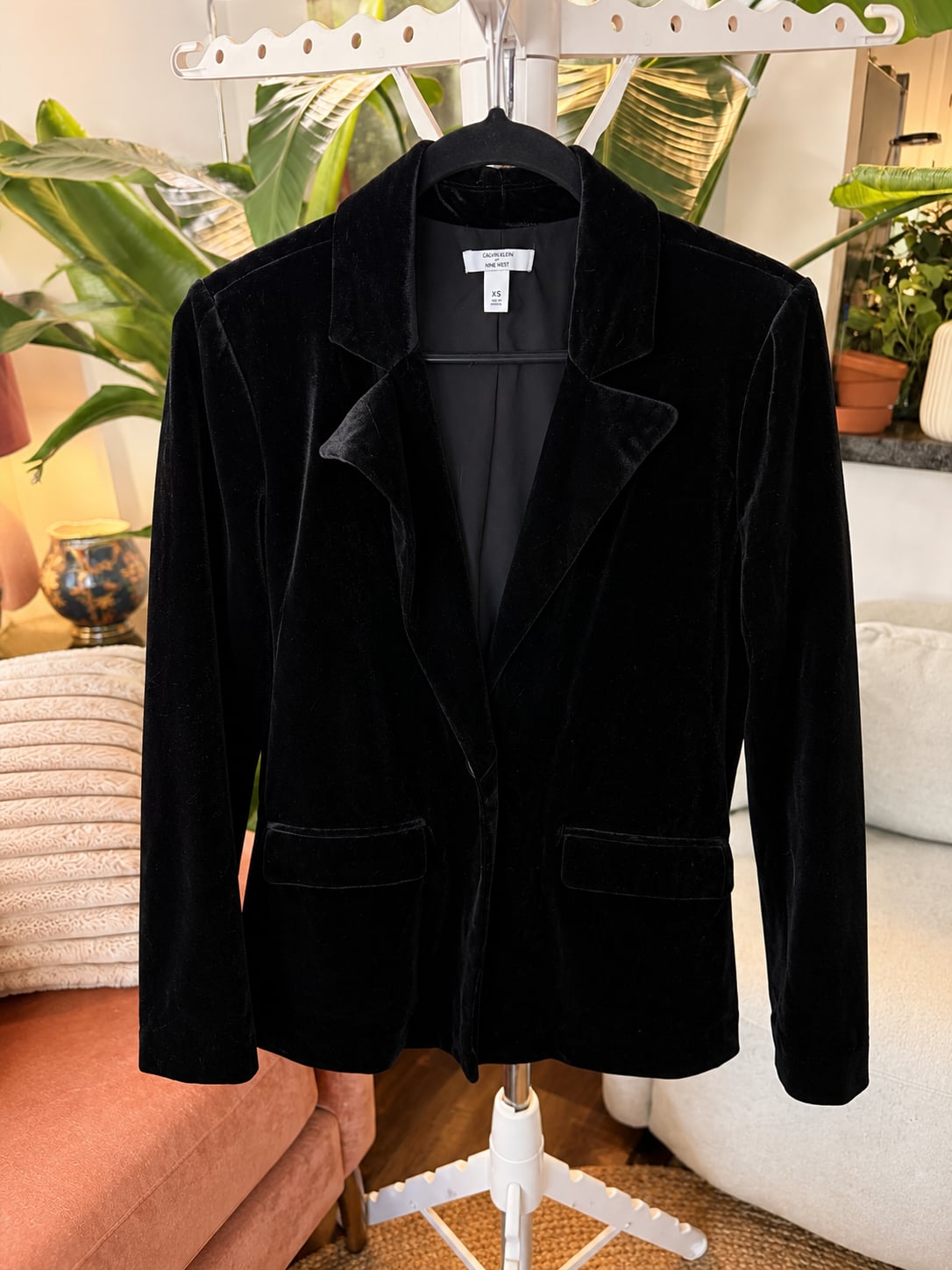 Cara Santana x Nine West Black Velvet Blazer Jacket XS 2