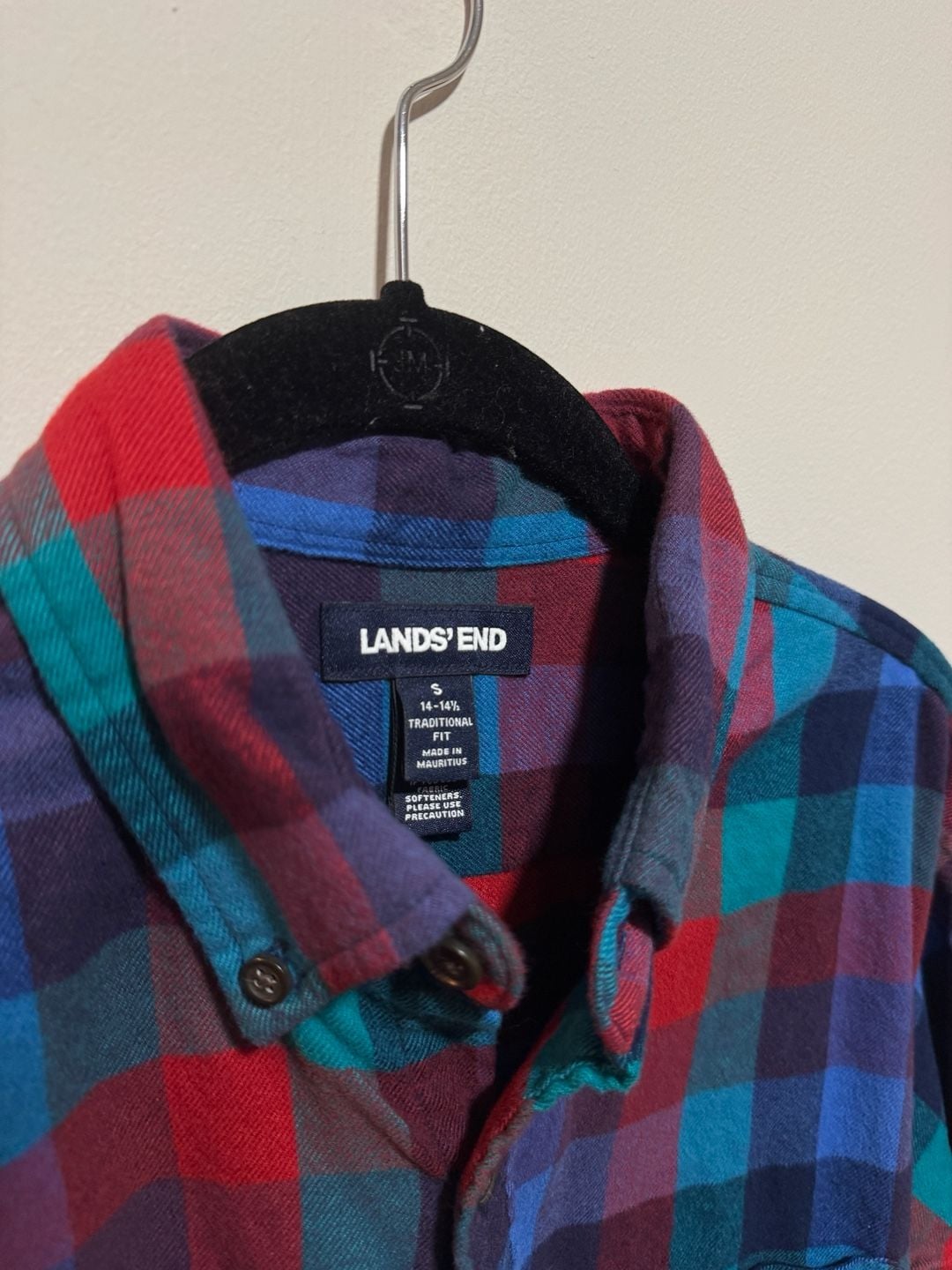 Lands’ End Men’s Flannel Shirt Small Multicolor Plaid Traditional Fit 4