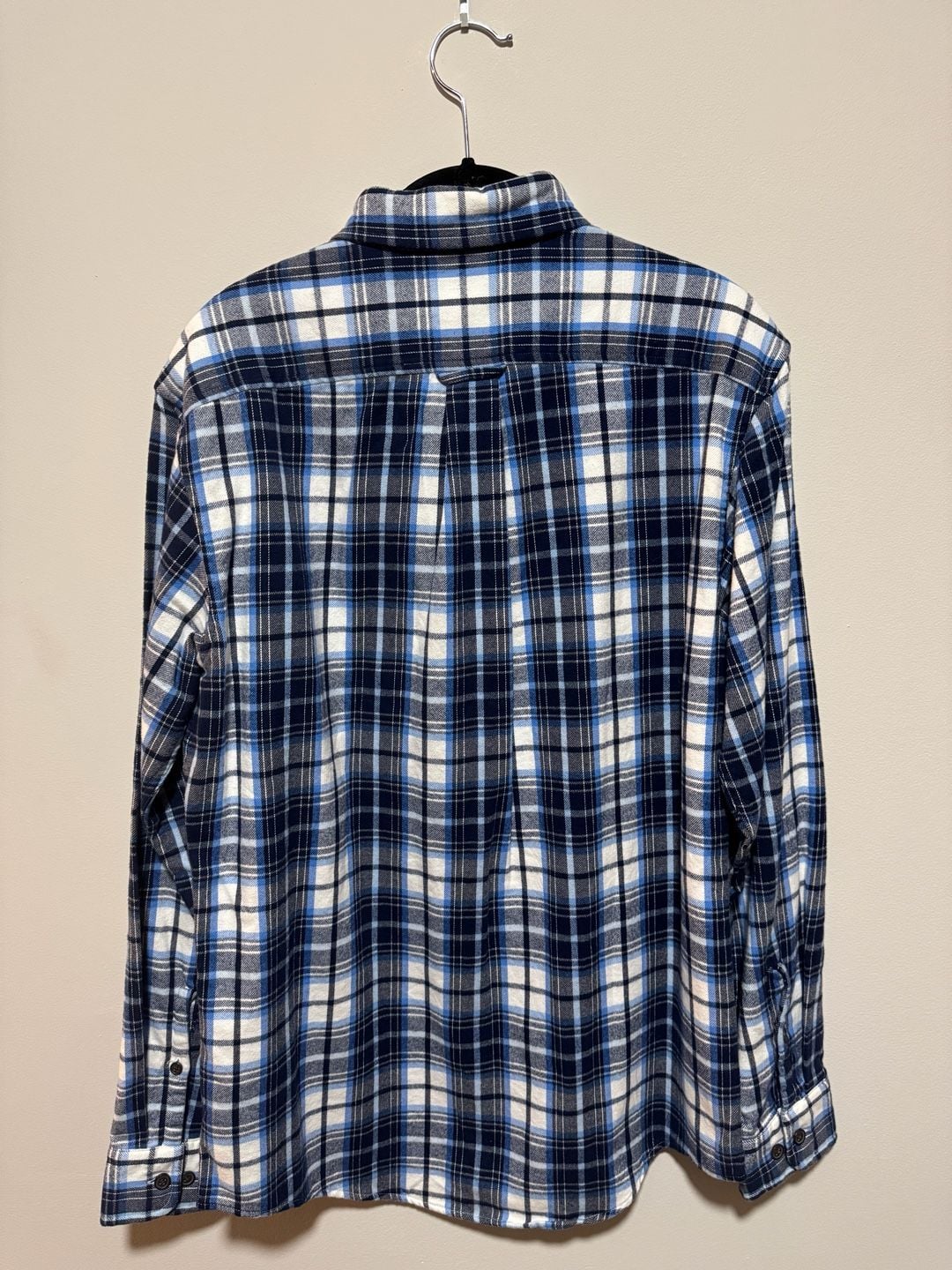Lands' End Men's Deep Sea Pale Blue Plaid Flagship Flannel Size S 3