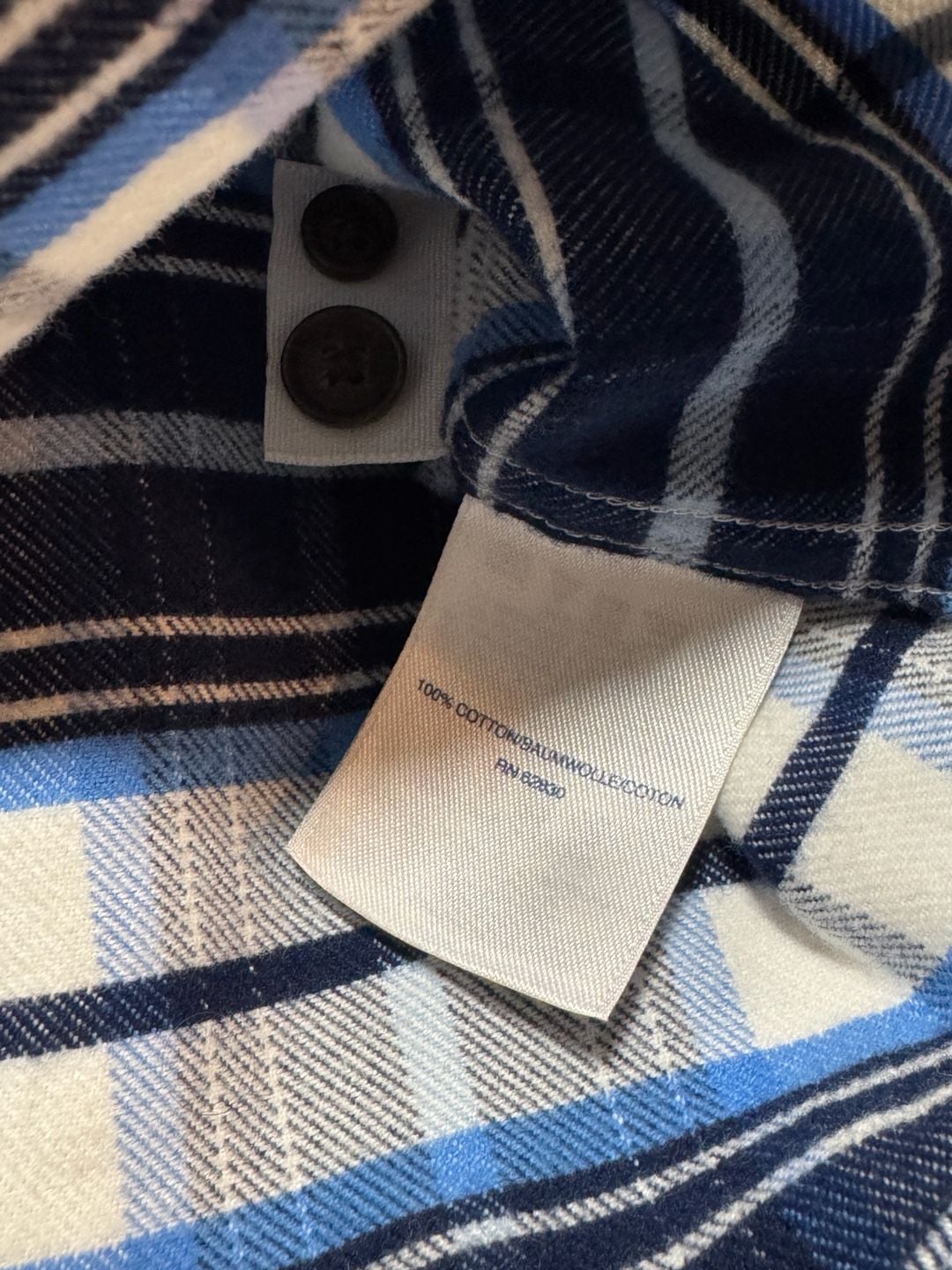 Lands' End Men's Deep Sea Pale Blue Plaid Flagship Flannel Size S 7