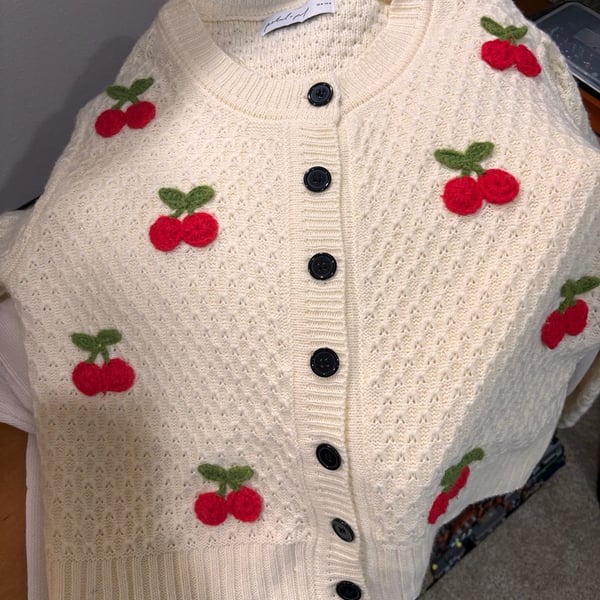 Buy Trudie Cherry Cardigan, Cream - Order Sweaters online - , CA