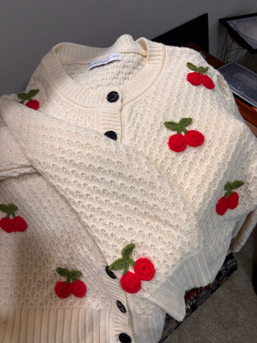Buy Trudie Cherry Cardigan, Cream - Order Sweaters online - , CA 3