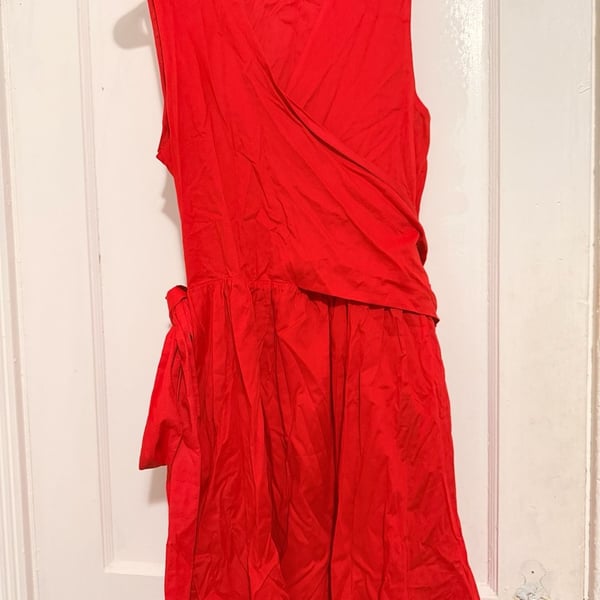 Banana Republic Red Sleeveless Wrap-Waist Mini Dress Size L