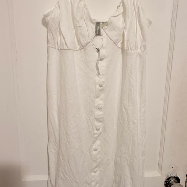 ASOS White Button-Up Strappy Mini Dress US 14