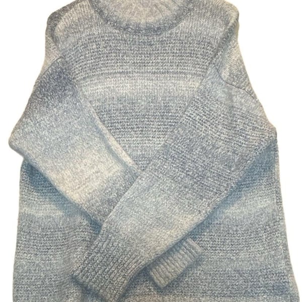 Chaps Women's Blue Striped Mock Neck Pullover Sweater Size Large