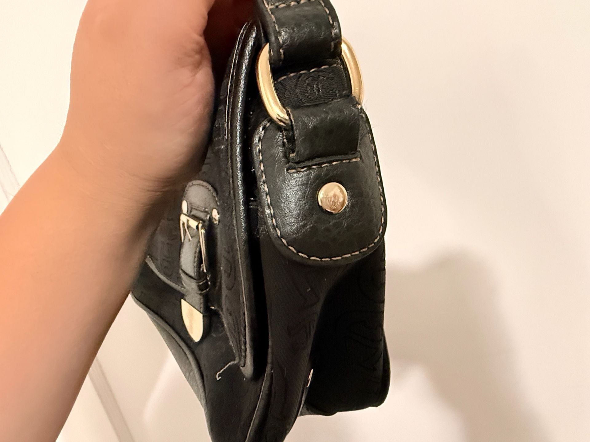 Etienne Aigner Black Monogram Logo Print Fabric and Leather Flap Shoulder Crossbody Bag 4