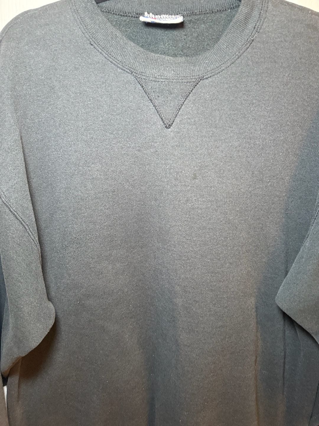 Vintage Hanes Classics V-Insert Blank Crewneck Sweatshirt Black XL Made in USA 3