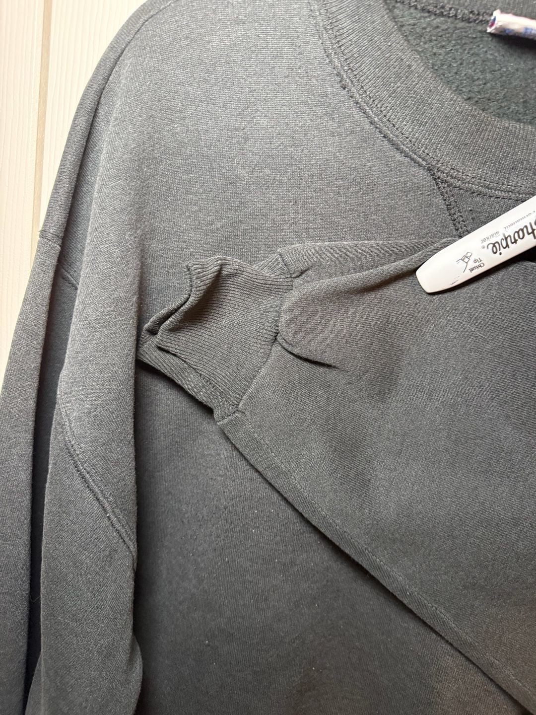 Vintage Hanes Classics V-Insert Blank Crewneck Sweatshirt Black XL Made in USA 5