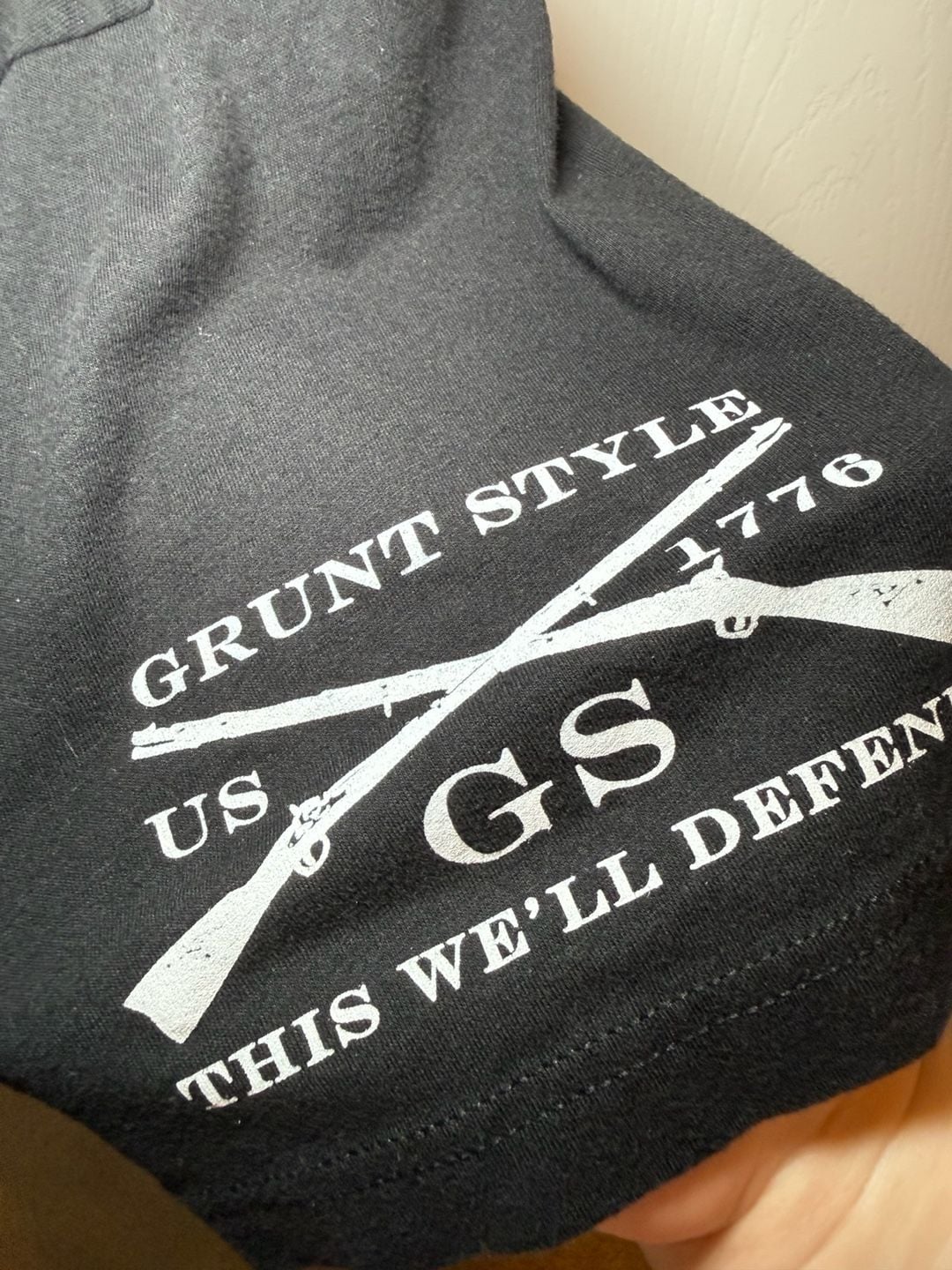 Grunt Style Basic Logo Graphic T-Shirt Black 3X US Flag Sleeve 5