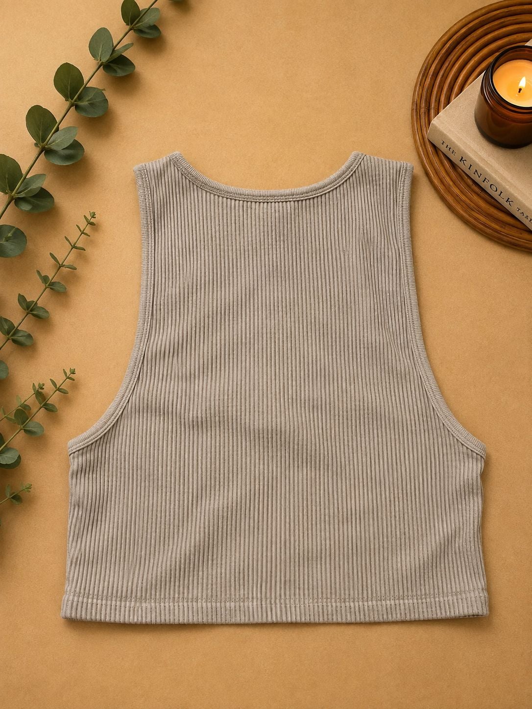 Forever 21 Ribbed Knit Crop Tank Top Beige 3