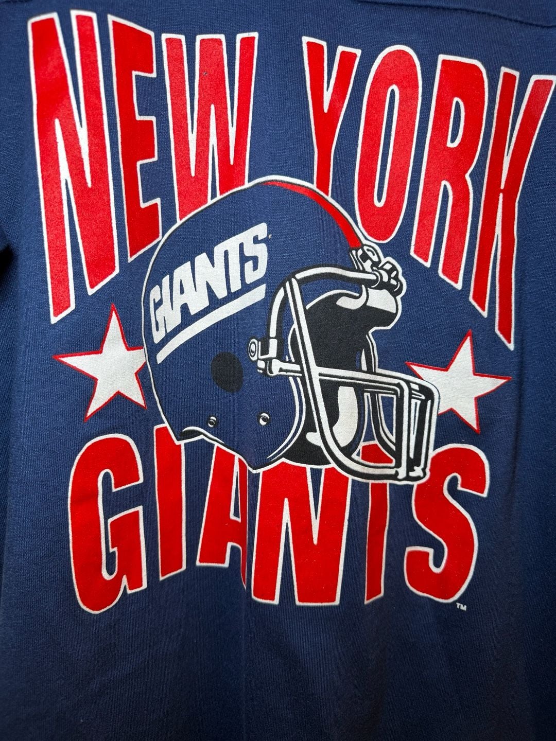 Vintage NFL New York Giants Graphic V-Neck T-Shirt Blue 4