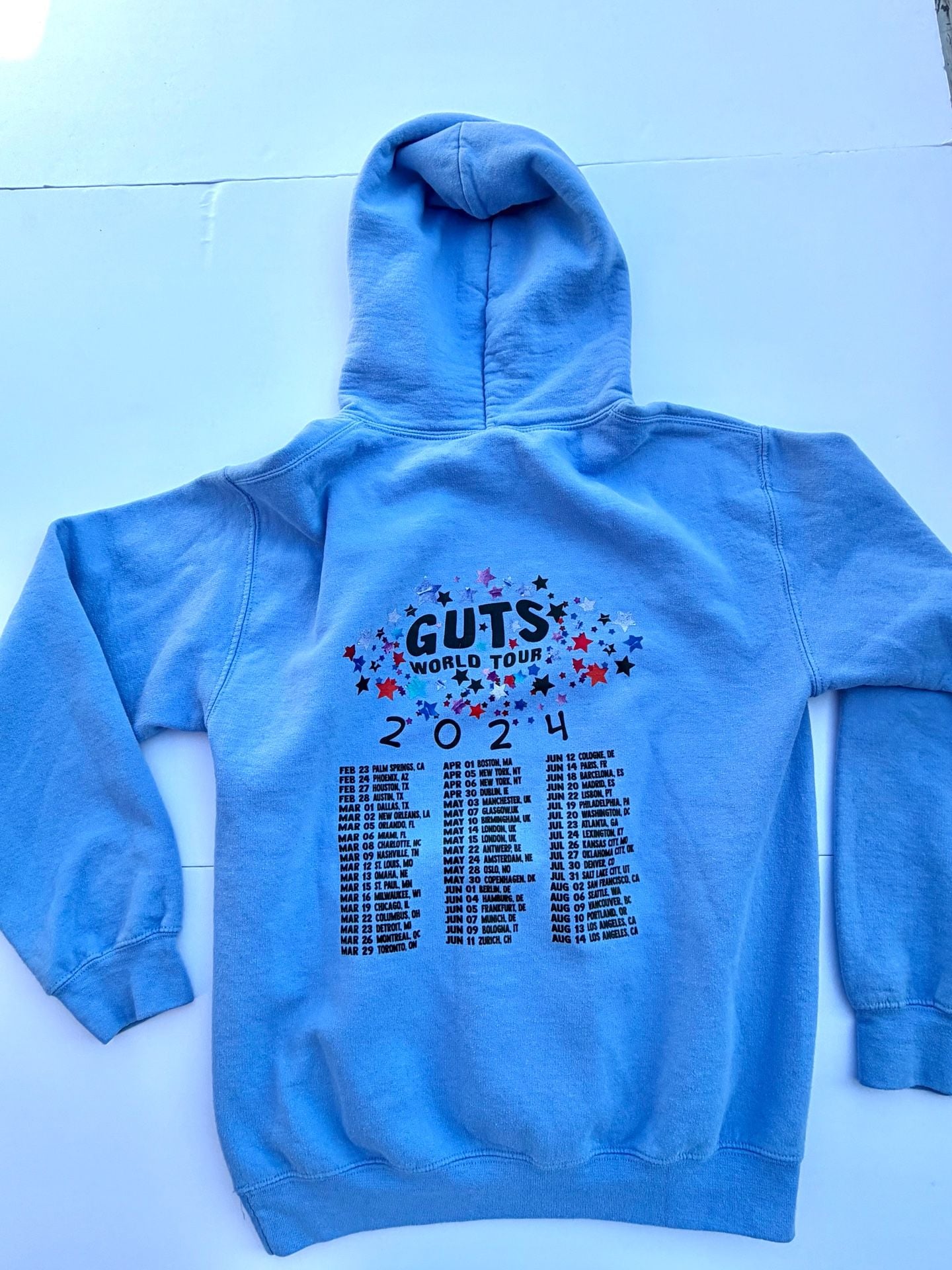 Olivia Rodrigo Guts World Tour 2024 Photo Collage Blue Hoodie Size S 5