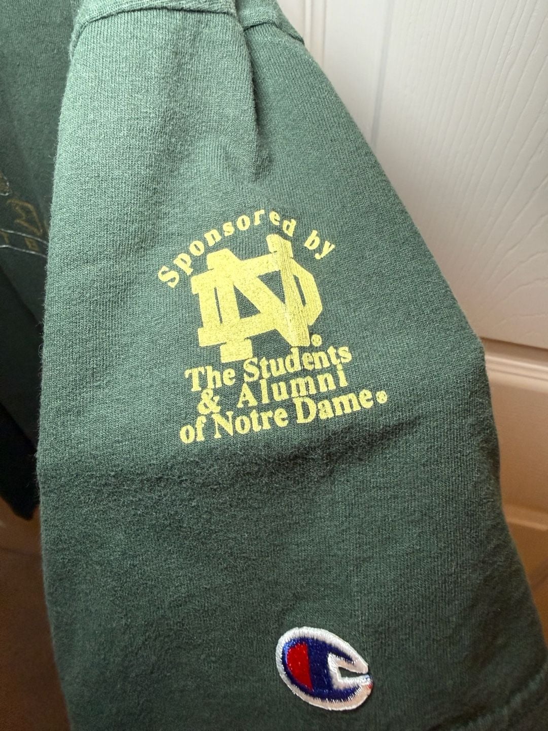 Vintage 90s Champion Notre Dame Fighting Irish Football Green T-Shirt XL 8