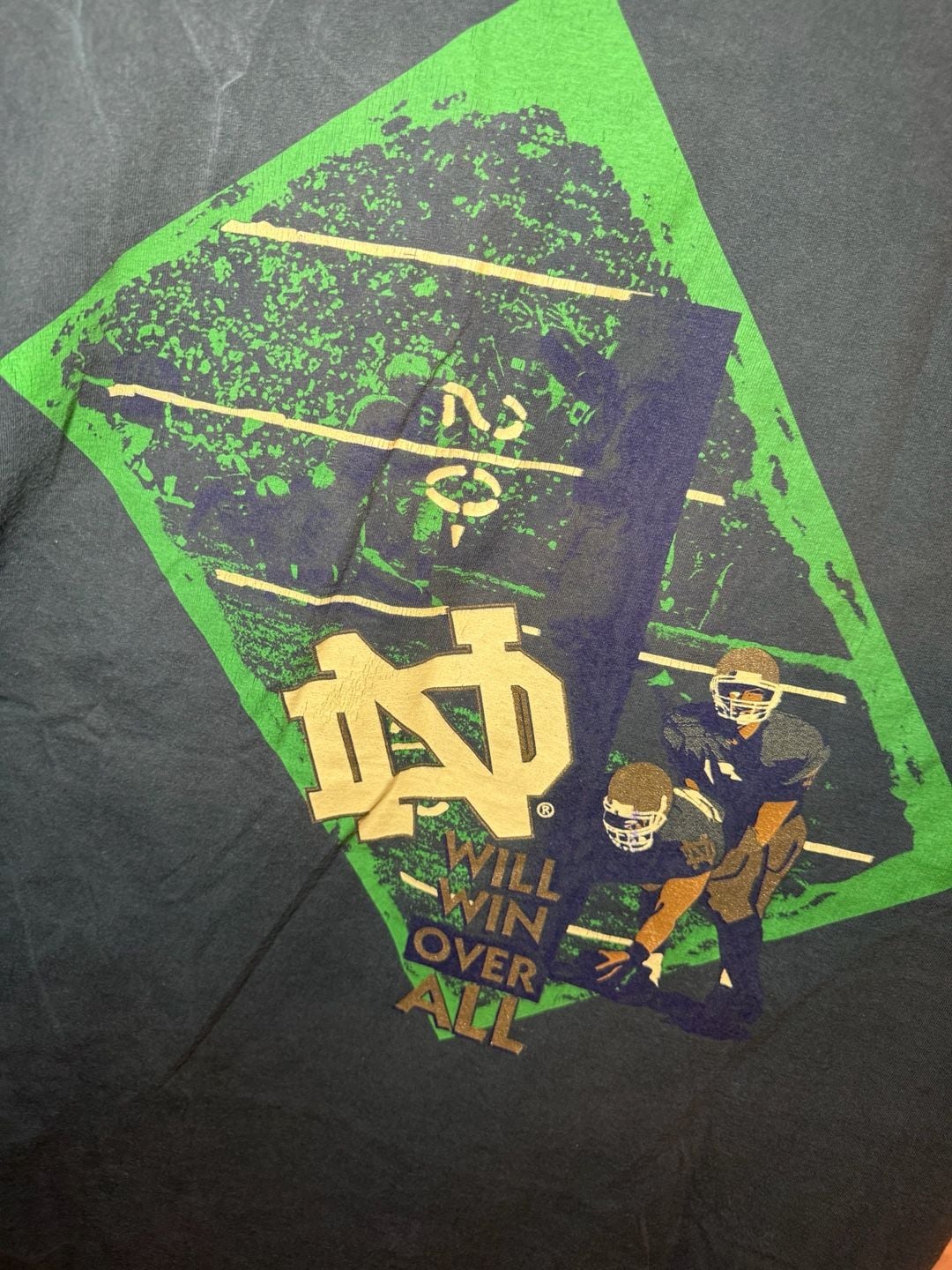 Vintage 90s Champion Notre Dame Fighting Irish Football Green T-Shirt XL 11