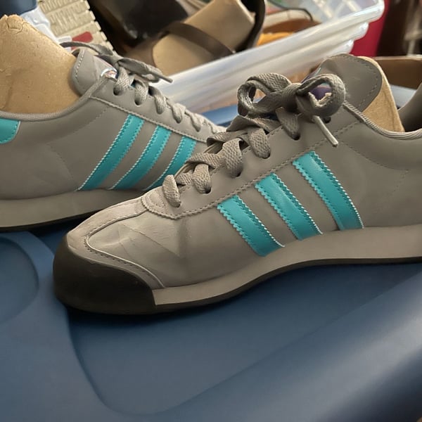 Adidas Samoa Gray and Teal Retro Sneakers